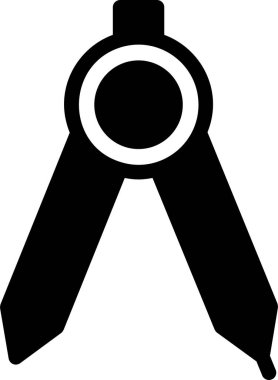 Math Compass Icon With Glyph Style, Math Sign And Symbol Isolated On White Background