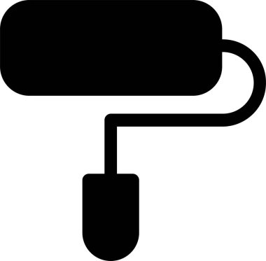 Paint Roller Icon With Glyph Style, Construction Business Sign And Symbol Isolated On White Background