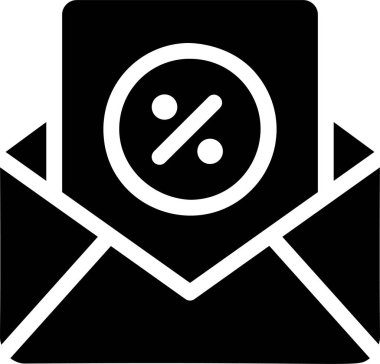 Discount Mail Icon With Glyph Style, Sales Sign And Symbol Isolated On White Background