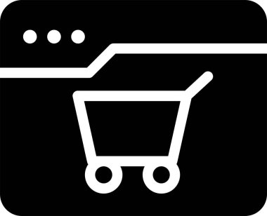 Discount Cart Icon With Glyph Style, Sales Sign And Symbol Isolated On White Background