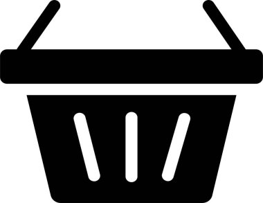 Basket Icon With Glyph Style, Sales Sign And Symbol Isolated On White Background