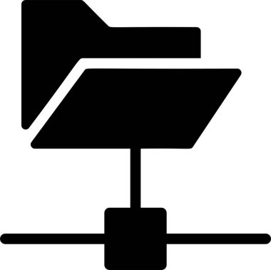 Folder Network Icon With Glyph Style, Networking Sign And Symbol Isolated On White Background