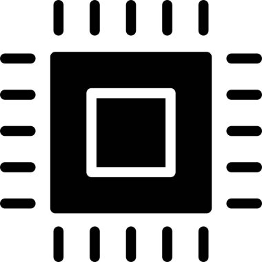 CPU Icon With Glyph Style, Networking Sign And Symbol Isolated On White Background
