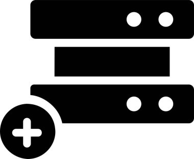 Add Server Icon With Glyph Style, Networking Sign And Symbol Isolated On White Background