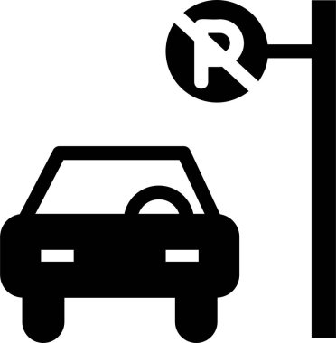 No Parking Icon With Glyph Style, Driving School Sign And Symbol Isolated On White Background