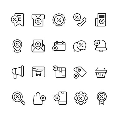 Taslak biçimli Simge Satışları. İndirim, Bildirim, Etiket, Bill, Etc gibi simgeleri içerir. 