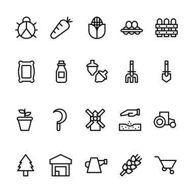 Taslak biçimli ikon tarım seti. Havuç, Tohum, Yumurta, Mısır, Etc gibi Simgeler içerir. 