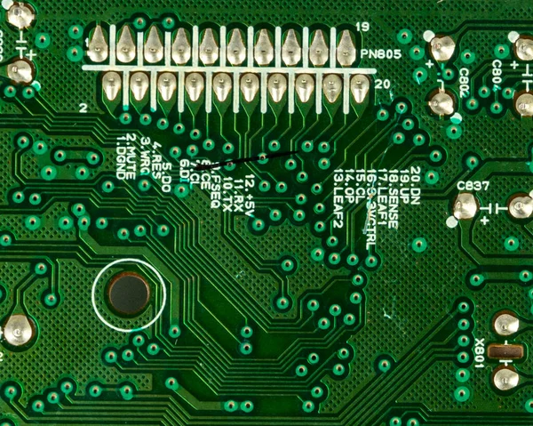 Gedrukte Printplaat Elektronische Computer Hardware Technologie Technische Wetenschappen Informatietechniek Stockfoto