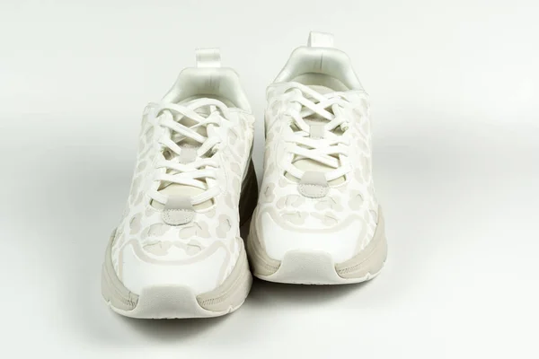 Pair Trendy Sneakers White Background Close — Stock Photo, Image