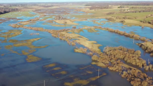 Vue Aérienne Orbite Dessus Des Champs Prairies Inondés — Video