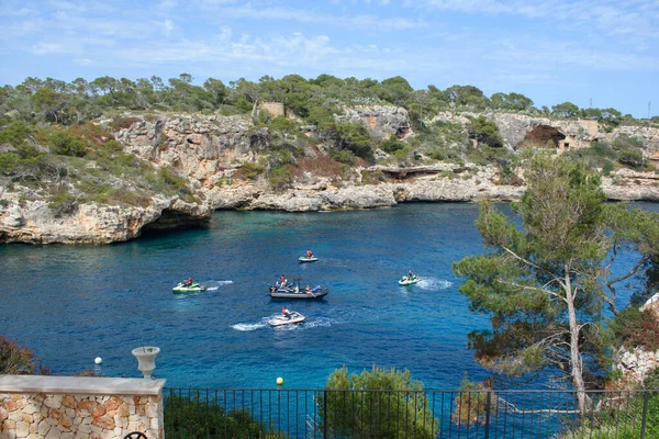 Cala Figuera Mallorca Spain 2022 Tourists Riding Jet Skis Cala — Stock Photo, Image