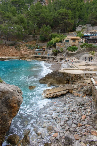 Calobra Mallorca Spain 2022 Turquoise Sea Water Cliffs Calobra Port — Stock Photo, Image