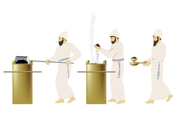 Incense Offering Three Characters Priests Jewish Temple King Solomon Jerusalem — 图库矢量图片