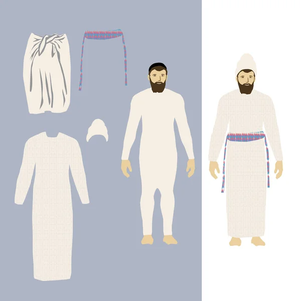 Vectortekening Van Lekenpriester Een Israëlische Jood Authentieke Traditionele Priesterlijke Kleding — Stockvector