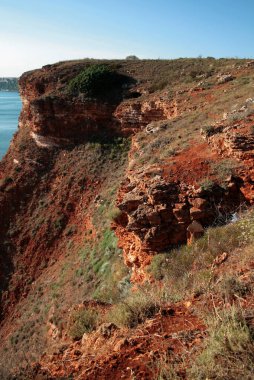 Bulgaristan 'ın Karadeniz kıyısındaki Cape Kaliakra' da eski kale kaplamalı müze.