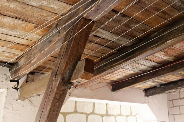 Bottom Side Wooden Beams Roof — Stock Photo, Image