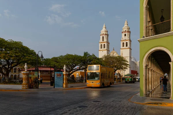 Parque Principal Campeche Com Catedral Segundo Plano 2017 — Fotografia de Stock