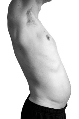 50 'li yaşlarda beyaz bir erkeğin çıplak gövdesi..