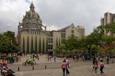 Medellin, Kolombiya - Plaza Botero Ünlü Kolombiyalı heykeltıraş Fernando Botero 'nun eserleri.