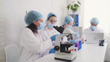 Tıbbi Geliştirme Laboratuvarı: Mikroskop altında Bakılıyor, Örnekleri Analiz Ediyor