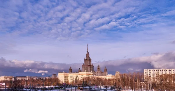 Moscow Russia March 2021 Campus Buildings Famous University Sunset Moscow — Stock Photo, Image