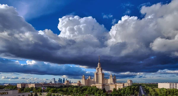 Moscow Russia May 2021 Aerial Panoramic View Sunset Campus Buildings — Stock Photo, Image