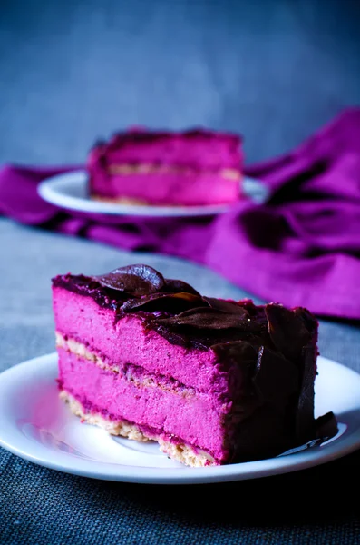 piece of purple cake souffle black currants