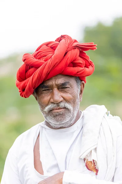 Jawai Rajasthan India September 2021 Portrait Elderly Man Rabari Ethnic — 图库照片