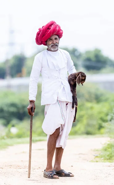 Jawai Rajasthan India September 2021 Portrait Elderly Man Rabari Ethnic — 图库照片