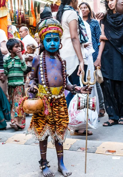 Kid Artist Lord Shiva Dress Make Attract Tourists Pushkar Camel — Stockfoto