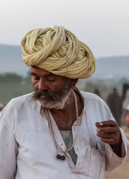 Pushkar Rajasthan Indien Okt 2017 Einheimischer Auf Dem Pushkar Camel — Stockfoto