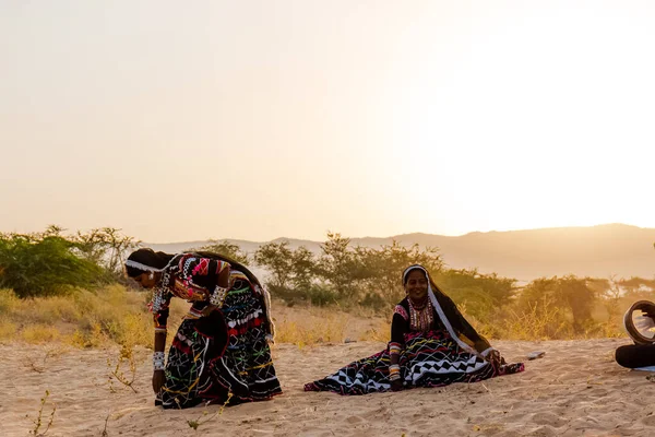 Pushkar Rajasthan India Rajastani Damer Traditionell Klädsel Pushkar Camel Fair — Stockfoto