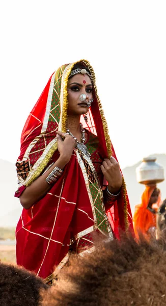 Pushkar Rajasthan Inde Oct 2019 Portrait Une Jeune Indienne Tenue — Photo