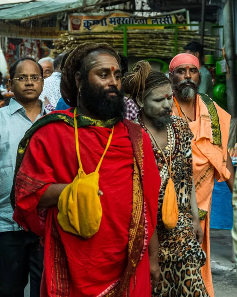 Monjes Caminando Por Las Calles Pushkar Durante Festival Camel Pushkar — Foto de Stock