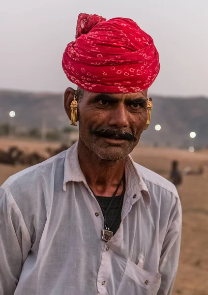 Pushkar Rajastán India Oct 2017 Hombre Local Pushkar Camel Fair — Foto de Stock