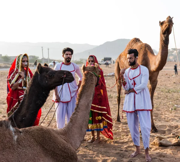 Pushkar Rajasthan India Oct 2019 Portrait Shoot Rajasthani Family Traditional — Fotografia de Stock