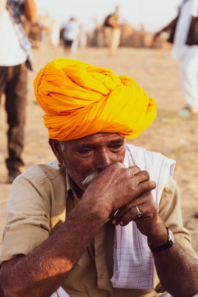 Pushkar Rajasthan India November 2019 Porträtt Rajastani Man Traditionell Klänning — Stockfoto