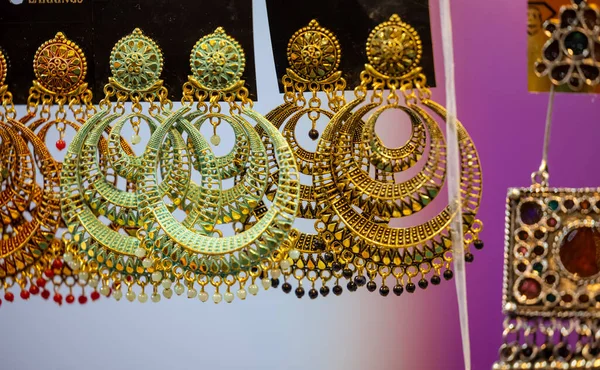 Indian Ethnic Jewellery Display Local Shop Close View — Stock Photo, Image