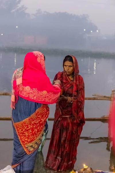 Ghaziabad Uttar Pradesh India November 2021 Chhath Puja Indian Hindu — Foto Stock