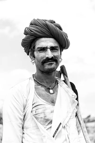 Jawai Rajasthan India September 2021 Portrait Male Shepherd Rabari Ethnic — 图库照片