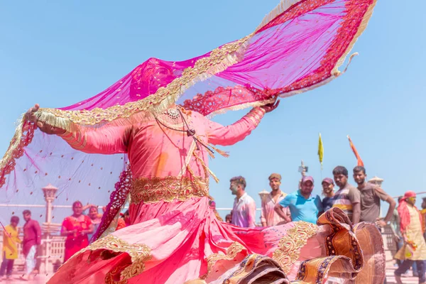 Barsana Uttar Pradesh Índia Março 2022 Pessoas Não Identificadas Desfrutando — Fotografia de Stock