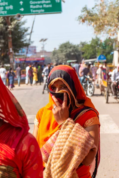Барсана Уттар Прадеш Індія Березень 2022 Непізнані Люди Насолоджуються Святом — стокове фото