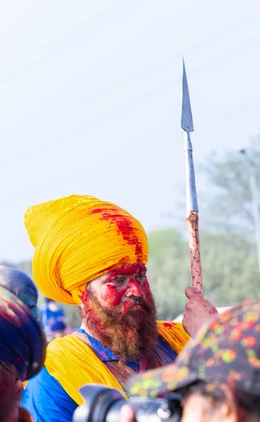 Anandpur Sahib Punjab Indien Mars 2022 Porträtt Sikh Hane Nihang — Stockfoto