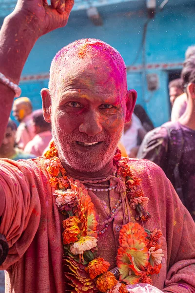 Barsana Uttar Pradesh India March 2022 Portrait Indian Hindu People — Stock Photo, Image