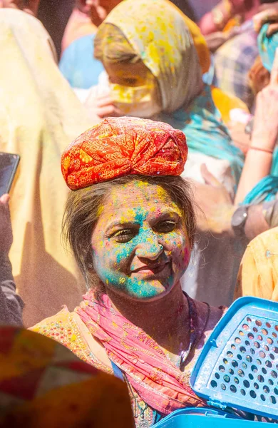 Barsana Uttar Pradesh India March 2022 Portrait Indian Hindu People — Stock Photo, Image