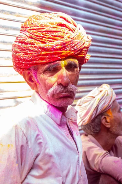 Barsana Uttar Pradesh India March 2022 Portrait Indian Hindu People — Fotografia de Stock
