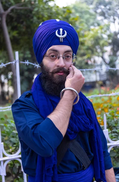 Anandpur Sahib Punjab India March 2022 Portrait Sikh Male Nihang — Stock Photo, Image