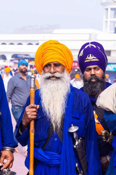 Anandpur Sahib Punjab Indien Mars 2022 Porträtt Sikh Men Nihang — Stockfoto