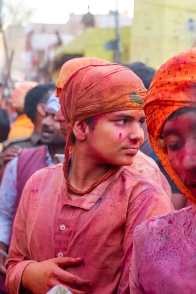 Барсана Уттар Прадеш Индия Март 2022 Индийский Народ Празднует Традиционный — стоковое фото