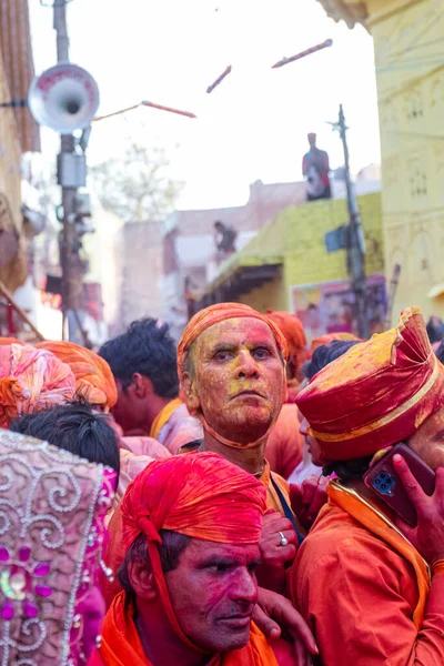 Барсана Уттар Прадеш Индия Март 2022 Индийский Народ Празднует Традиционный — стоковое фото